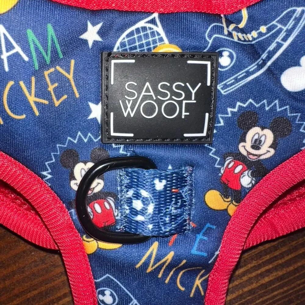Sassy Woof Disney Mickey Mouse Blue Red Soft Vest Mesh Dog Harness Adjustable M
